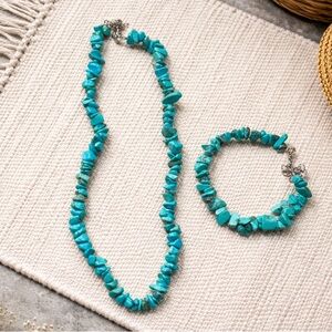 2 pieces Turquoise Natural stone Necklace and Bracelet Set